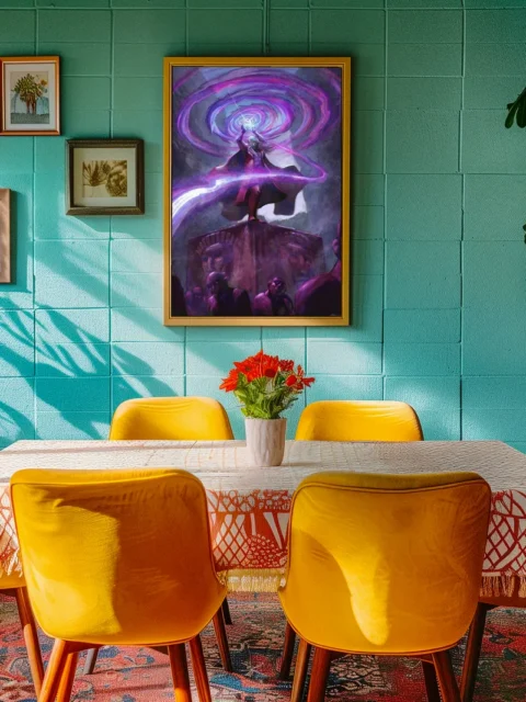 Arcane corruption ritual with violet power