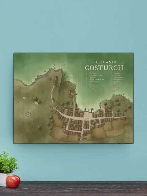 Daniels Maps town map depicting the village of Costurch