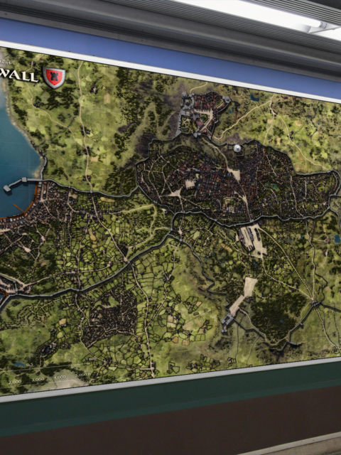 Critwall City Fantasy Map no labels – Archival Canvas Print displayed on wall