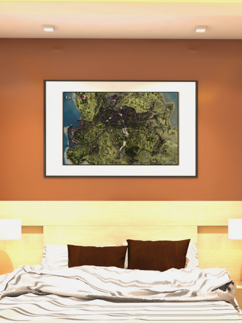 Critwall City Fantasy Map no labels – Archival Canvas Print displayed on wall