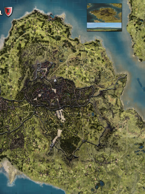 Close-up of the Critwall Region map showing terrain and travel routes