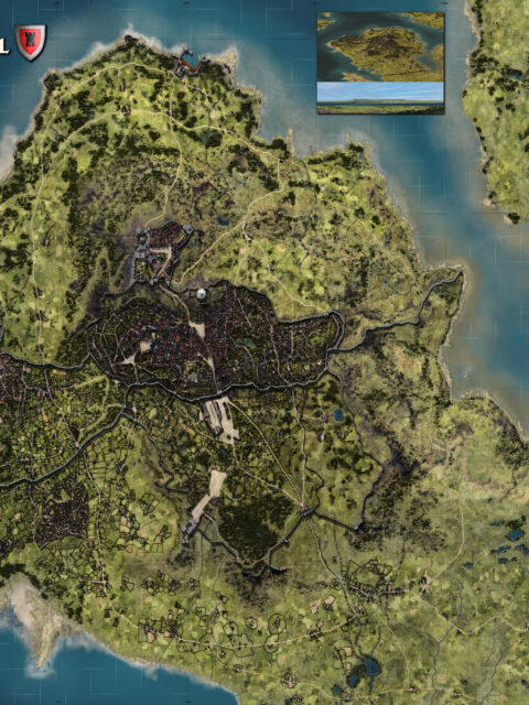 Close-up of unlabeled Critwall Region map showing terrain and routes