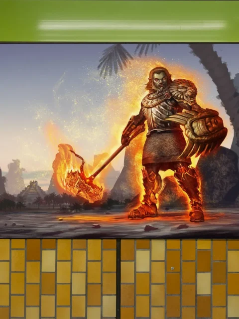 Epic fire-themed fantasy character artwork