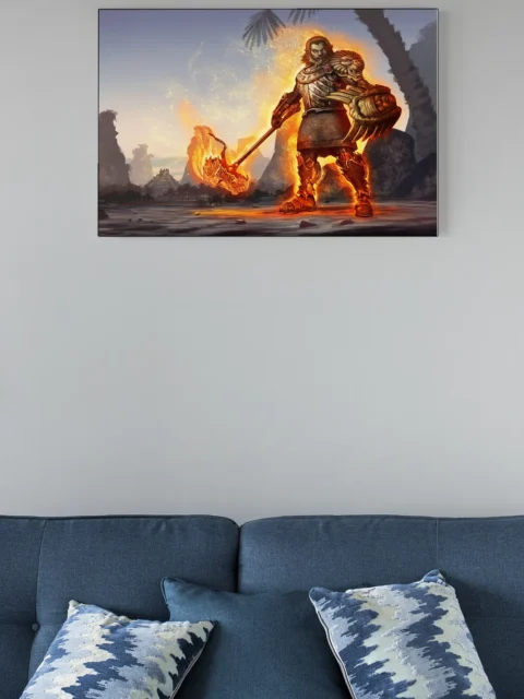 Powerful warrior glowing with molten energy