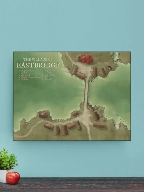 Riverside settlement map of Eastbridge designed for local encounters