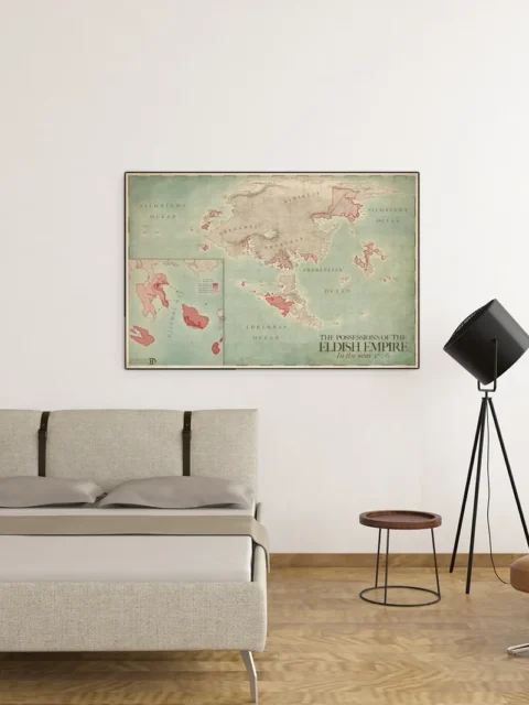 Large-scale fantasy empire map depicting Eldish territorial expansion