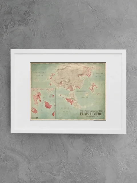 World map of Elda with imperial borders highlighted in red