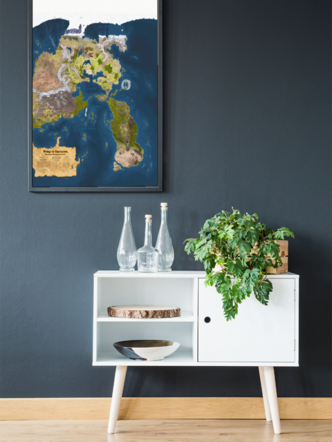 Flanaess and Hepmonaland Fantasy Map 598 CY – Archival Canvas Print displayed on wall