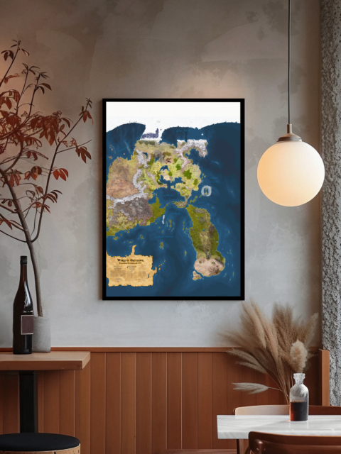 Detailed geography of Flanaess and Hepmonaland illustrated in fantasy cartography