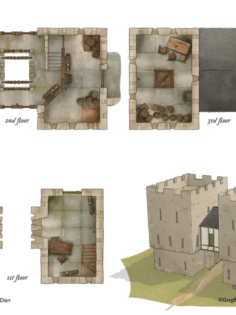 Fortified Gate battle map showing multi-level stone gate interior