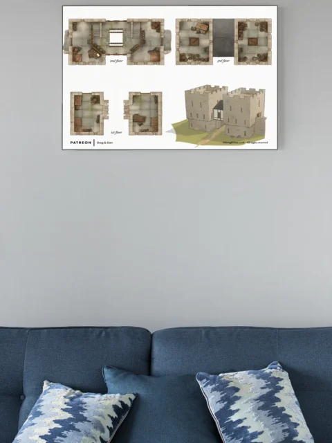 Exterior view of a stone fortified gate with towers and entryway