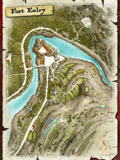 Fort Eelry river fort map showing fortified riverside layout