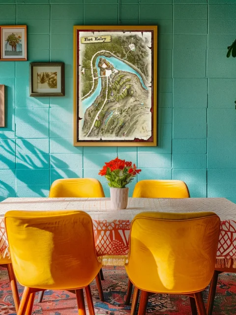 Overhead view of Fort Eelry river fort map and bridge crossings