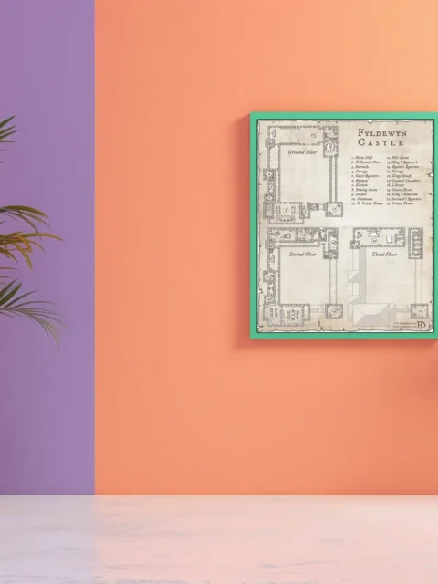 Ground floor plan of Fyldewyn Castle with halls and gatehouse