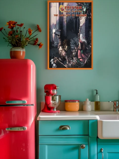 Tabletop RPG cover illustration with title text