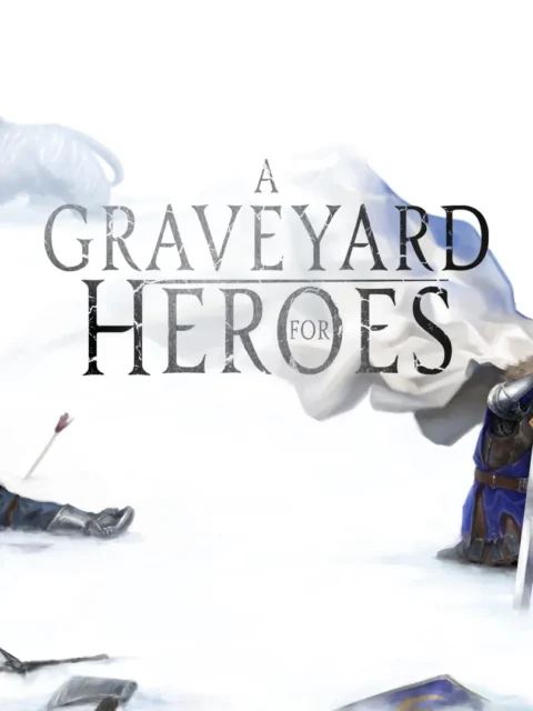 A Graveyard for Heroes book cover art showing a kneeling warrior in snow