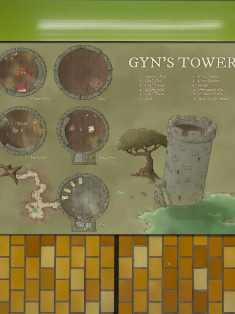 Upper floors and roof access of a fantasy wizard tower map