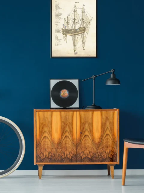 Classic hand-drawn ship layout displayed as wall art