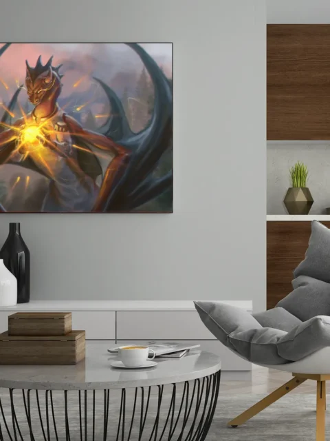 Glowing energy sphere forming at a dragon’s chest