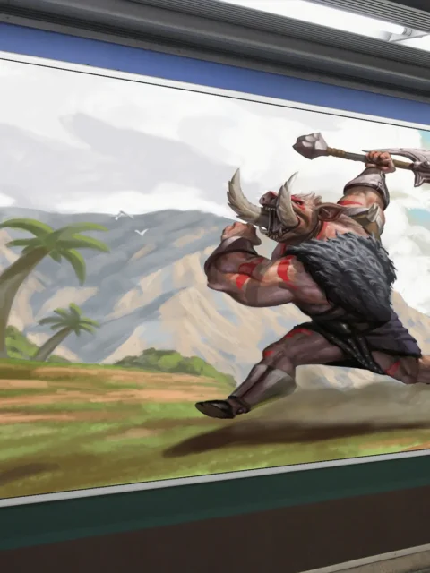 Dust cloud trailing behind a powerful charge