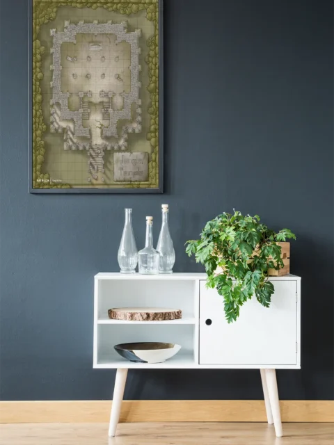 Ancient stone temple map with central courtyard and stairs