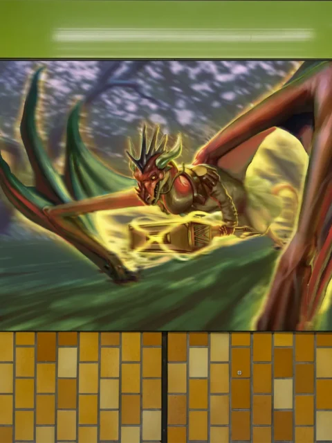 Kaodro Sieguh arcane relic flight canvas artwork glowing with magic