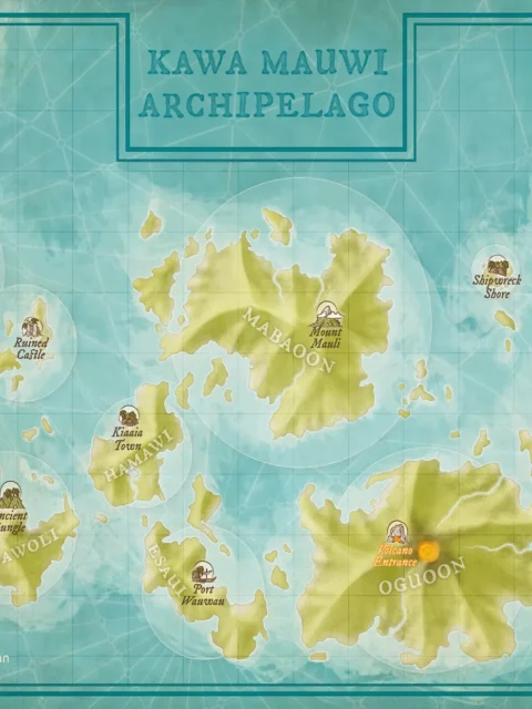 Fantasy archipelago map showing multiple tropical islands
