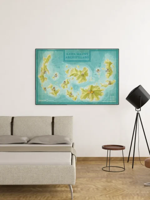 Top-down fantasy island setting designed for nautical adventures