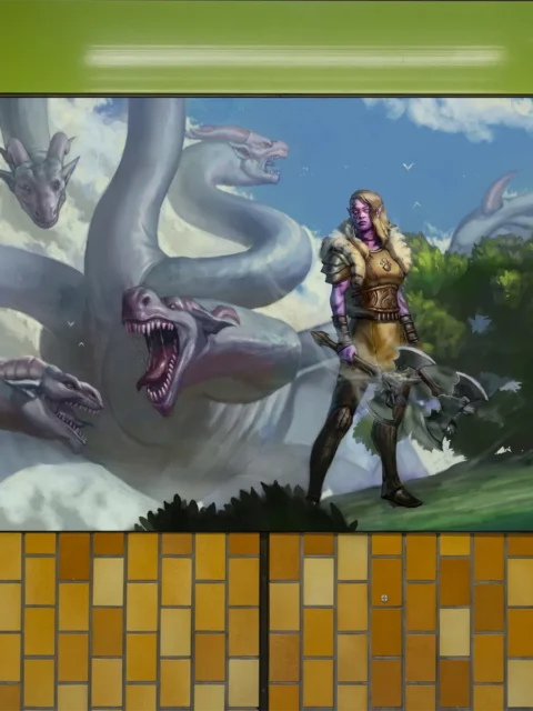 Maetra And Gauzmai serpent stand canvas artwork with coiling heads