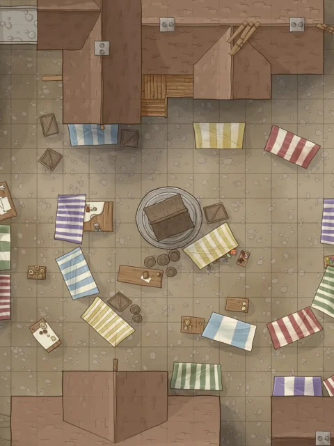 Fantasy market square map with vendor stalls