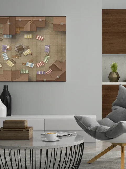 Illustrated market layout for roleplaying games