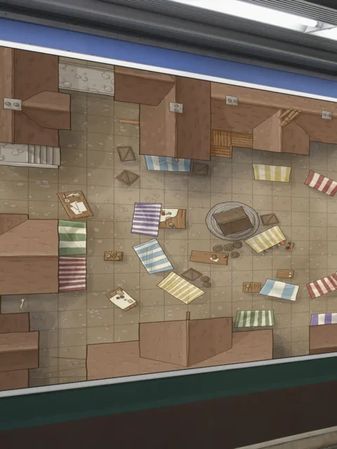 Town center battle map with central well