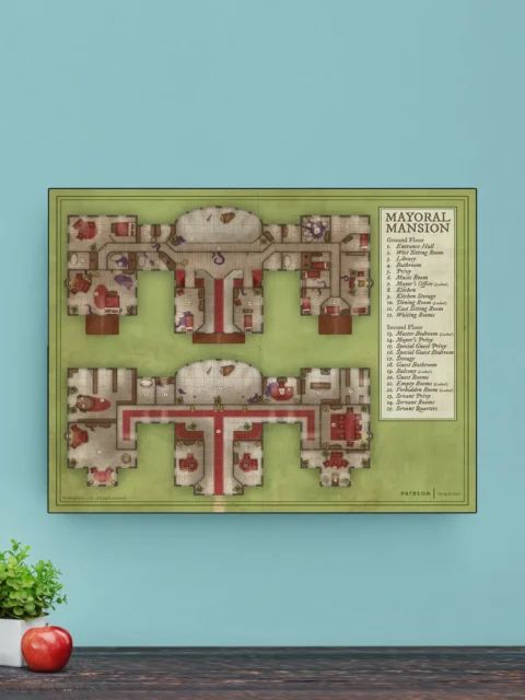 Fantasy political residence map designed for urban roleplay encounters