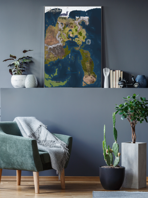 Fantasy world map of Meyerhawk illustrated by Anna Meyer