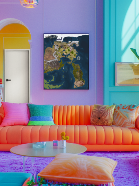 Detailed geography of the Meyerhawk world illustrated in fantasy cartography