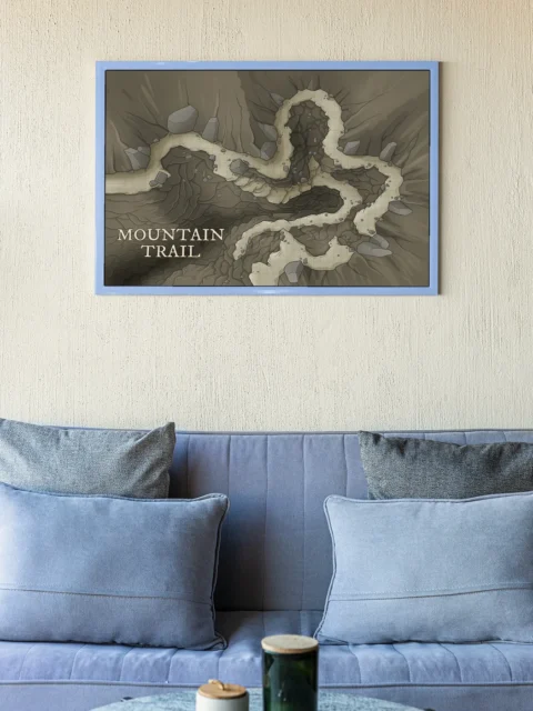 Overhead fantasy terrain map featuring cliffs and elevation changes