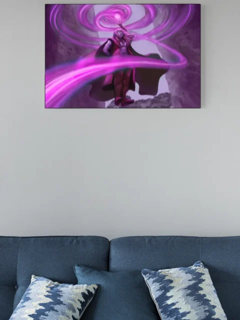 Dark fantasy sorcerer reaching toward glowing sigil