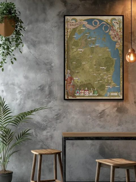 Top-down regional map depicting the New Kingdom of Rasfdal