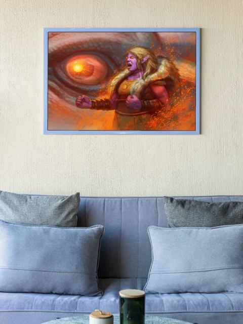 Feral fighter glowing with fire in Primal Rage feral warrior artwork