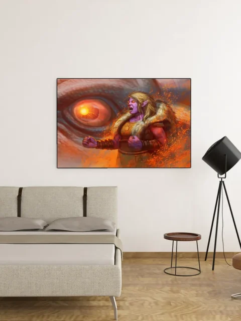 Close view of rage and embers in Primal Rage feral warrior artwork