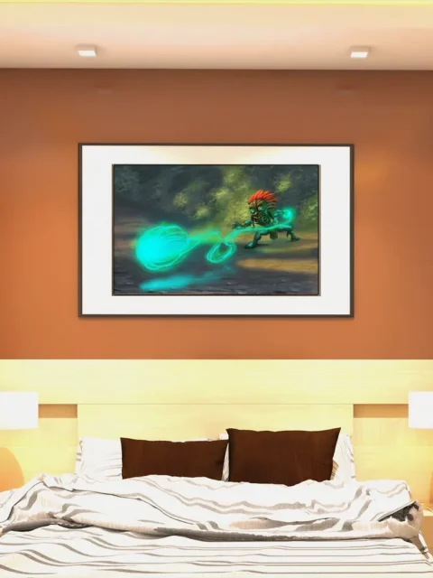 Fantasy creature wielding arcane power in a forest