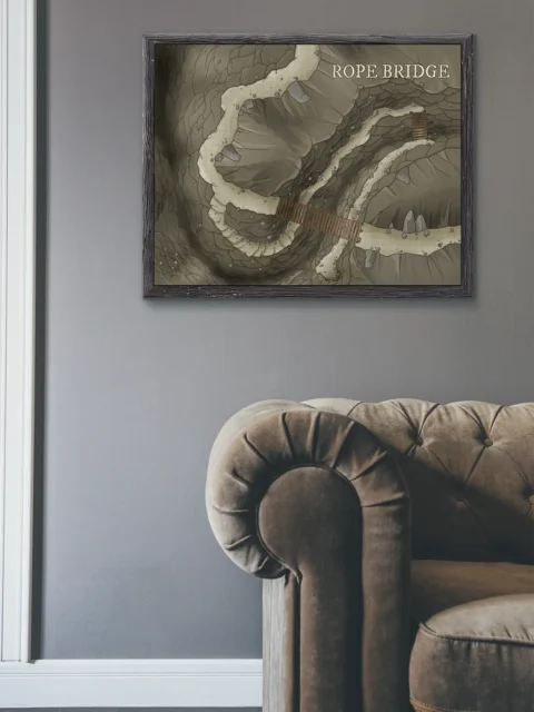 Narrow rope bridge fantasy terrain for tabletop encounters