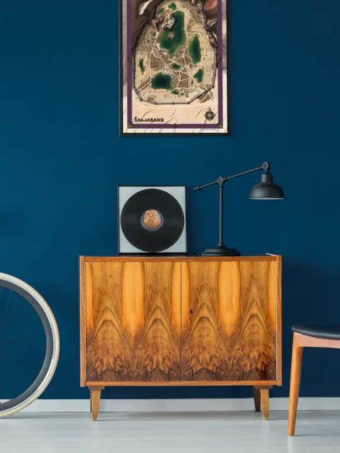 Overhead view of Samarahd desert city map with gates