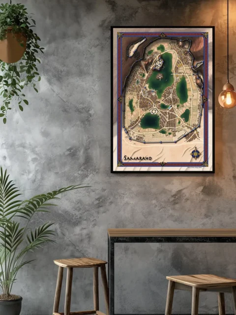 Detailed Samarahd desert city map with urban layout