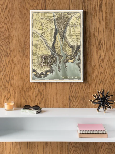 Detailed Southport coastal city map with districts and walls