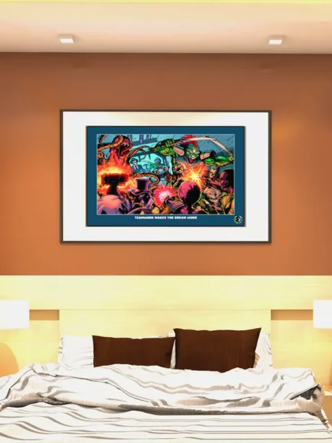 High-energy interior action fantasy illustration