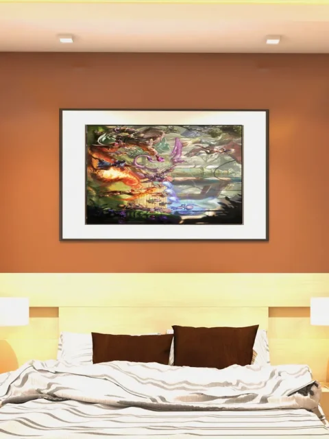 Wide view of Temple Entrance Fight fantasy artwork at a ruined temple