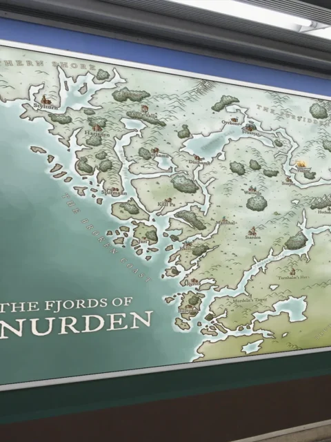 Northern fantasy coastline map showing deep waterways and villages