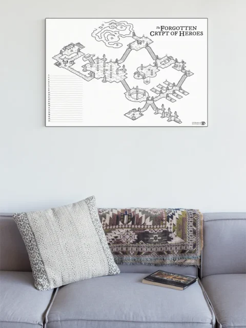 Fantasy dungeon map of an ancient crypt dedicated to heroes