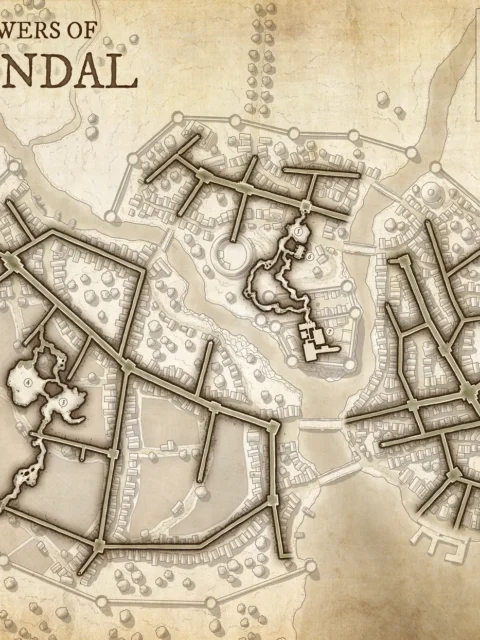 Fantasy sewer map beneath a fortified city